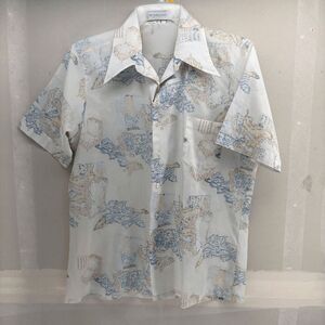 Vintage 60s 70s McGregor Housewares All Over Mens L 16-16.5 MIssing Button Silk